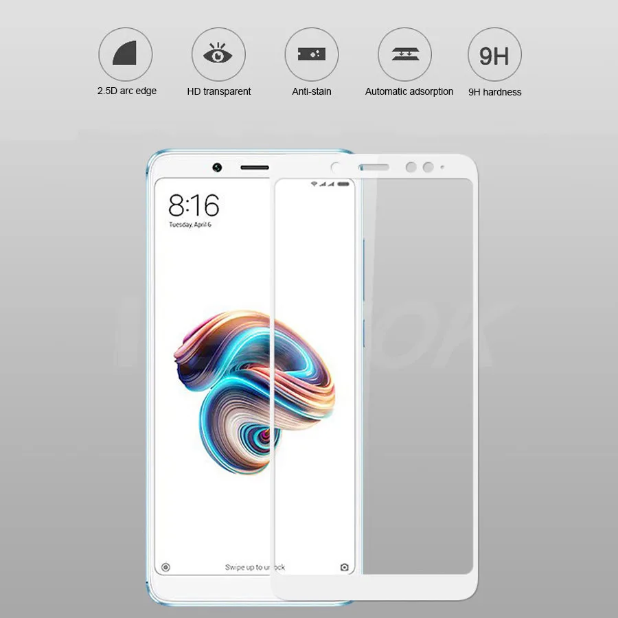 Защитное стекло VGCJOK для смартфона Xiaomi Redmi Note 5/5 Pro твердость 9H цвет рамки