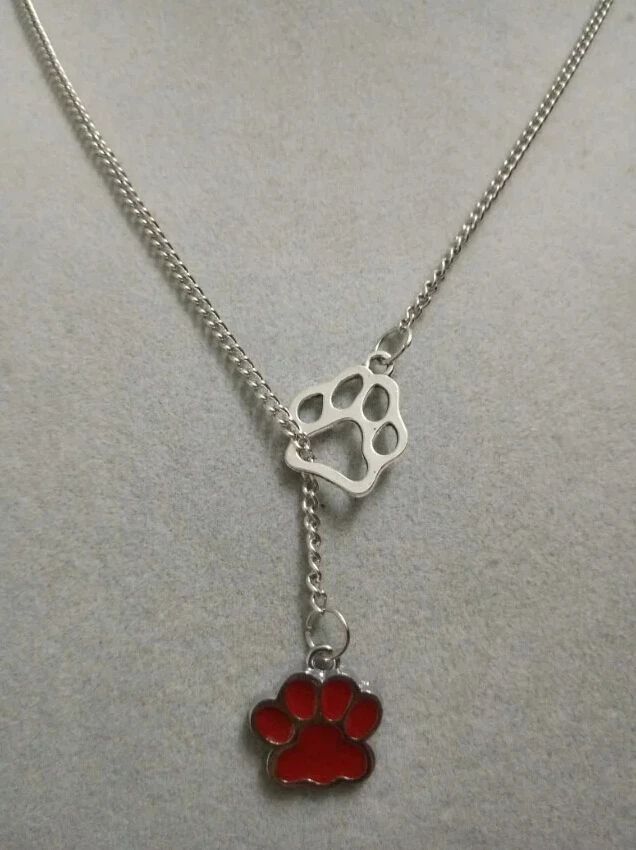 Сплав кошка/кулон в форме собачьей Лапы Ожерелье Винтаж Эмаль Кошка/собака Лапа