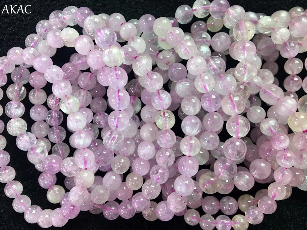 Подлинный Браслет из кунцита бусины 7-7,5 мм 8-8,5 мм A+++ kunzite браслет свободные бусины полудрагоценные камни оптом