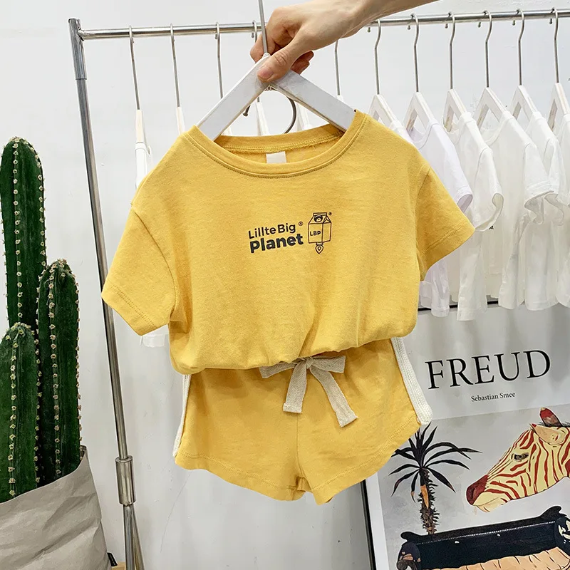 Summer Style Brand Children Clothing Set Baby Clothes Girl Sport Suits T-shirt Letter+shorts for Boys &amp Girls Sets 1-6Y | Детская