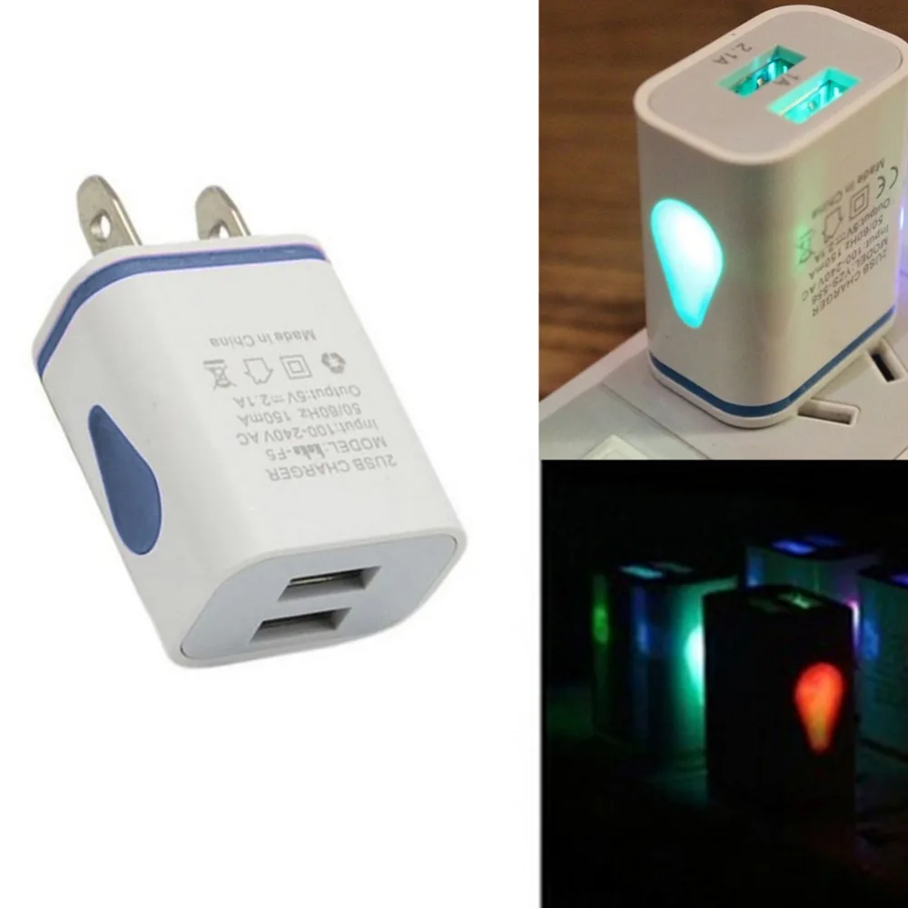 Buyincoins домашний дорожный светодиодный USB 2 порта настенный AC умное зарядное