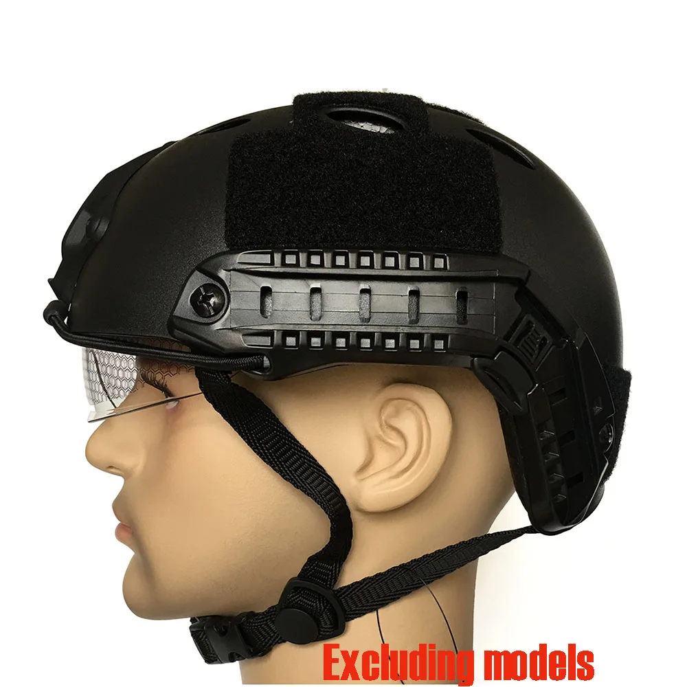 Black Быстрый Шлем с Goggle ABS пластиковые военные шлемы PJ стиль мотоциклетная велосипедная шляпа w/NVG Пейнтбол Wargame защитное снаряжение - Цвет: Black