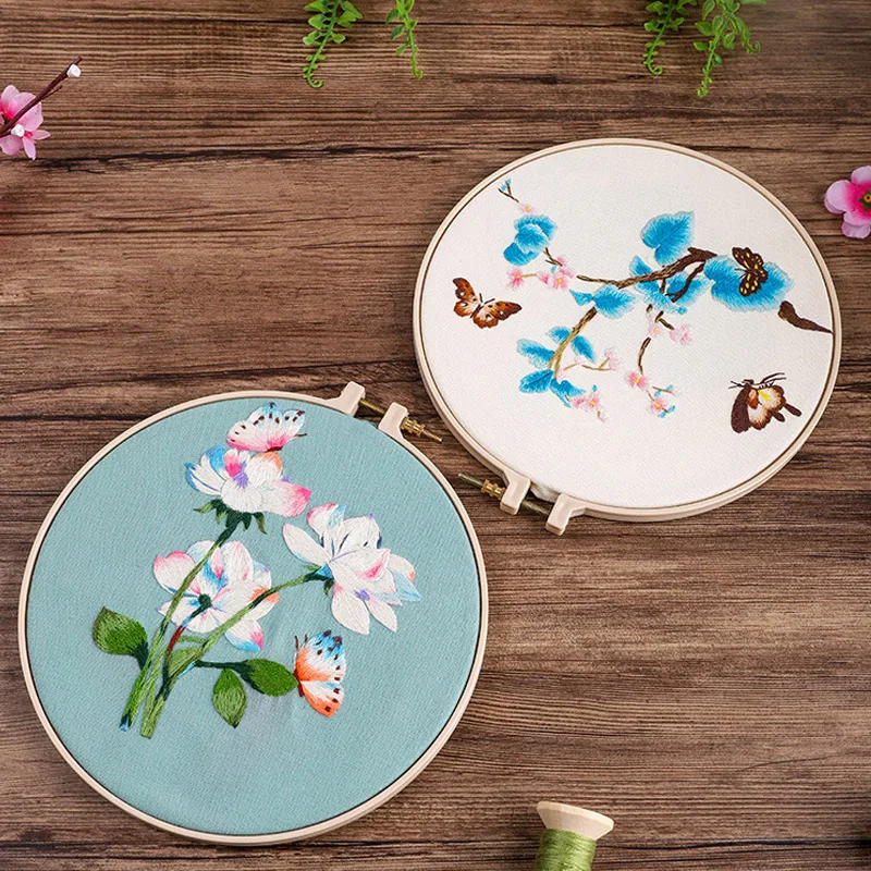 Chinese DIY Embroidery Kit with Hoop Flowers Patterns Cross Stitch Kits Handmade Crafts Sewing Supplies Needlework Set | Дом и сад