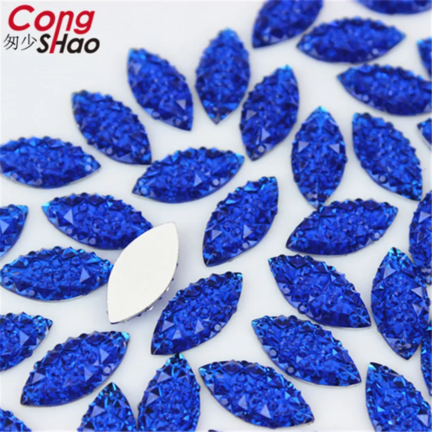 Стразы с плоским основанием из хрустальной смолы размером 7*15 мм 100 шт. блестящие