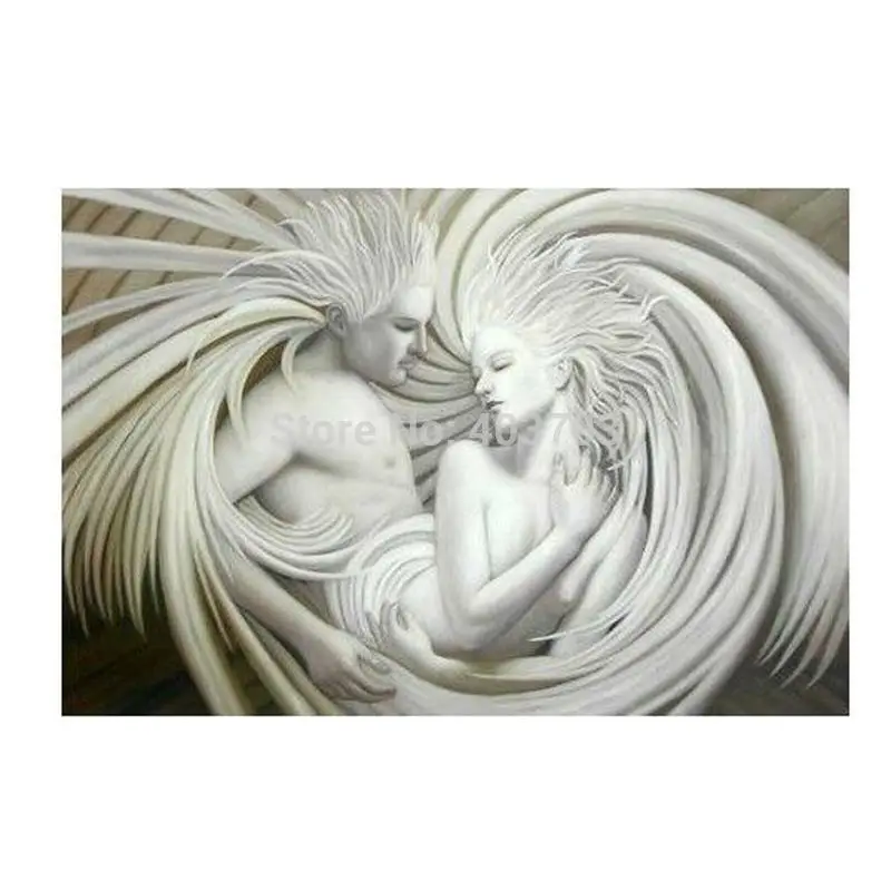 Топ ручная роспись обнаженные влюбленные современная абстрактная картина