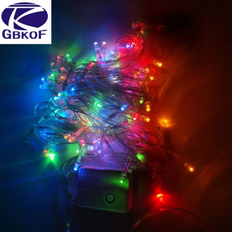 Уличный RGB светодиодный светильник 10 м 100 светодиодный 110-220 В Белый Рождественский светильник для рождественской гирлянды вечерние свадебные украшения гирлянды