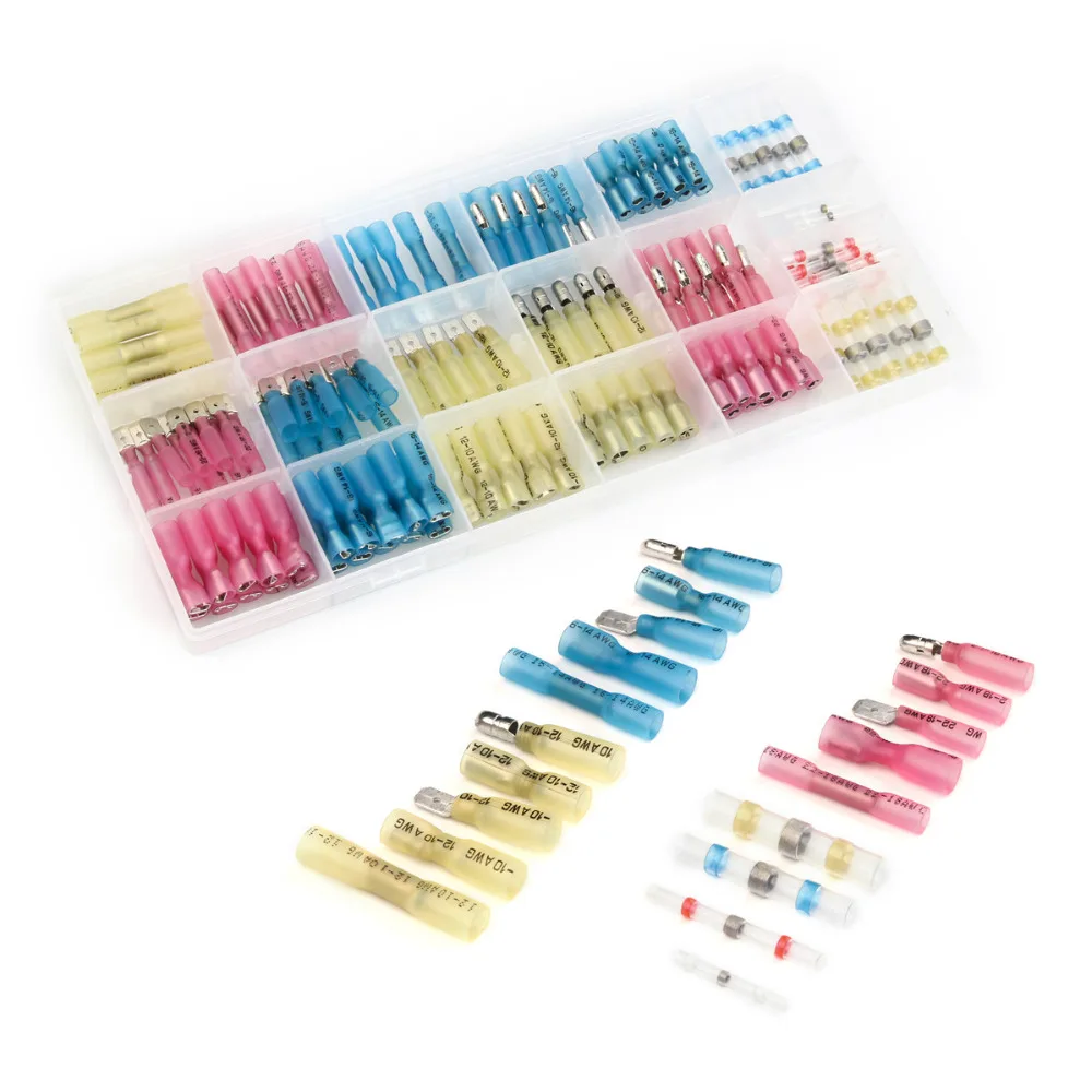 

150PCS Insulated Terminators Waterproof&Seal Cable Wire Terminals Solder Sleeve Assorted Butt Heat Shrink Connectors Kit