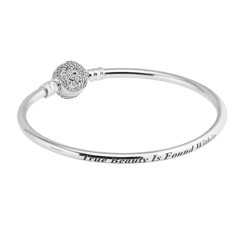 

Beauty and the Beast Bangle Rose Clasp Bracelet 925 Sterling Silver Jewelry For Women Bracelet DIY Jewelry