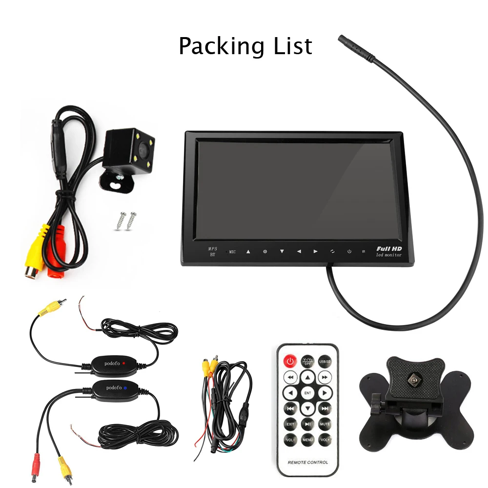 Беспроводная камера заднего вида Podofo 7 &quotтонкий монитор для автомобиля + мини 4 ИК