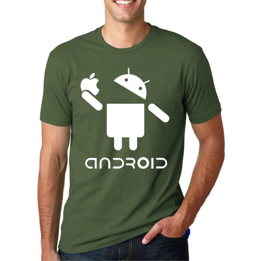 dark green Для мужчин Android Творческий Novetly футболка Забавный дизайн с принтом букв короткий рукав футболки для девочек Летняя мода хип хоп Уличная - Цвет: dark green
