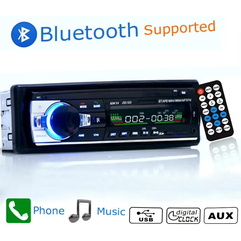 12 В автомобильное радио Bluetooth 1din автомобильный стерео плеер телефон AUX-IN MP3 FM/USB/Радио пульт дистанционного управления для телефона автомобиля аудио FM Aux вход прием#2