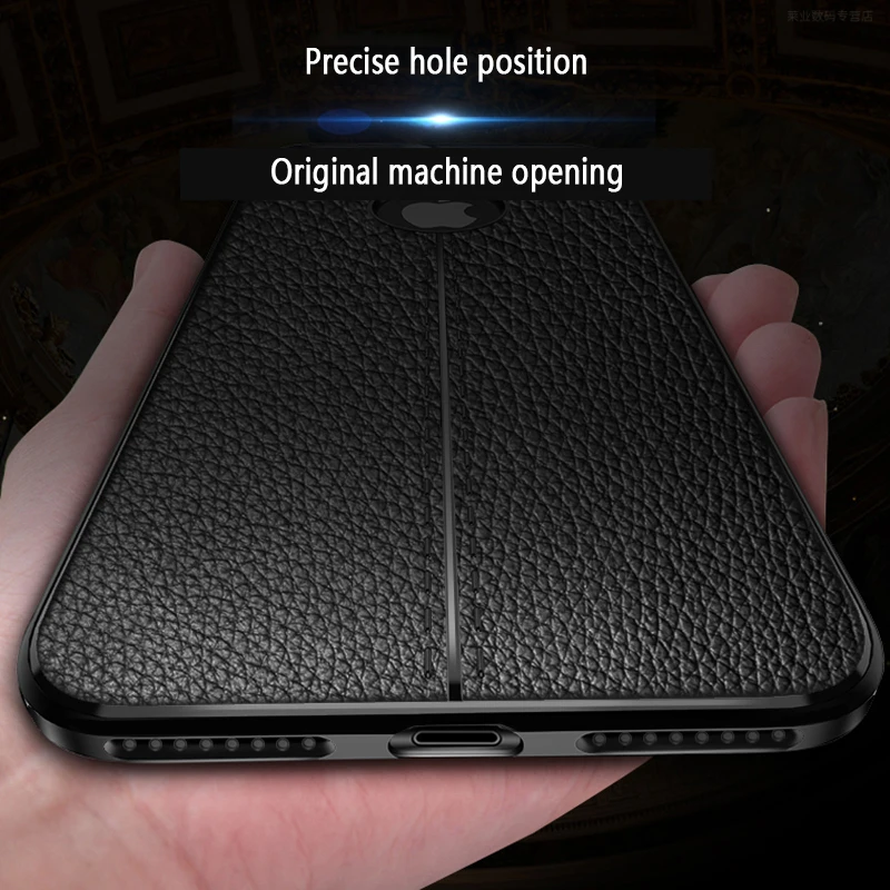 Роскошный кожаный чехол с зернистой текстурой для iphone 7 8 6 S X XR XS MAX силиконовый