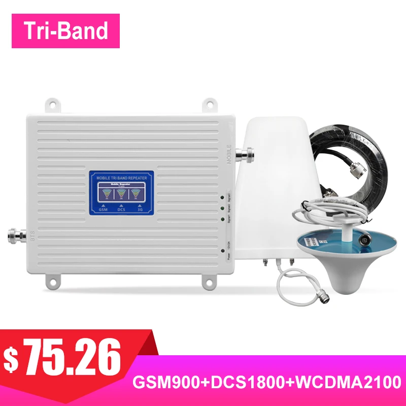 Трехполосный Усилитель сотового сигнала 2G 3G 4G 900 1800 2100 GSM DCS WCDMA LTE FDD UMTS комплект