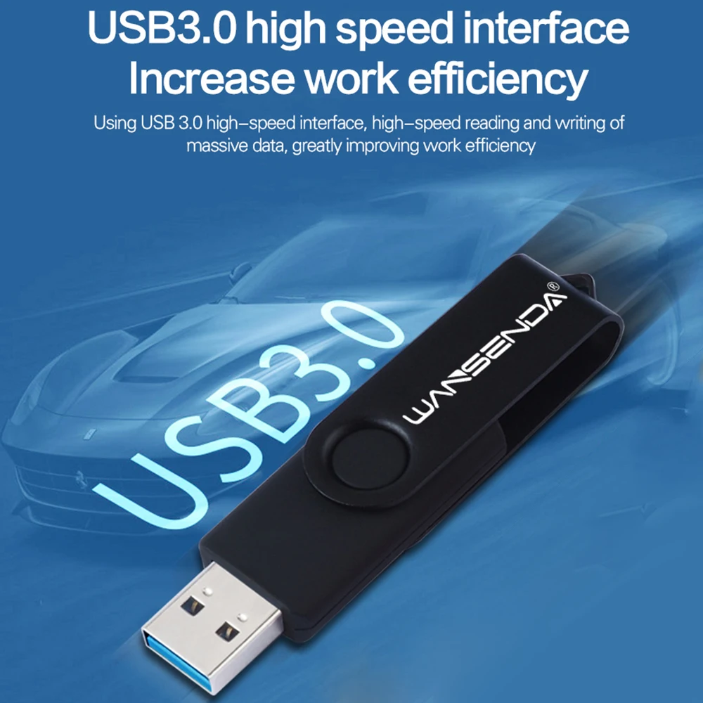 Быстрая скорость WANSENDA 3 0 USB флэш накопитель Вращающаяся ручка привод 128 Гб 64 ГБ 32 16