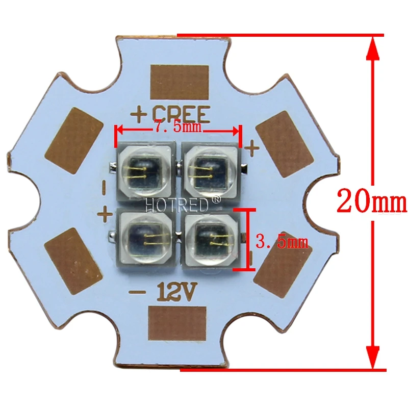 10 Вт-12 Вт EverLight 3535 4 чипа 4-светодиодный s 3V6V12V инфракрасный ИК 850nm 940nm 730nm высокомощный светодиодный Диод с 20 мм медной печатной платой