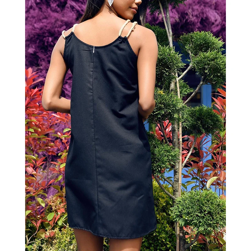 Женское сексуальное платье на бретельках повседневное однотонное летнее