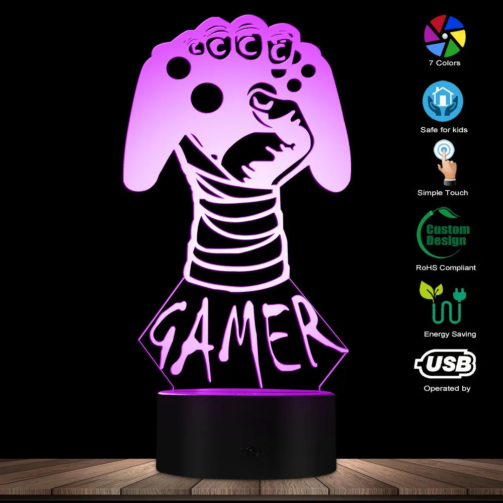 3D контроллер для видеоигр в стиле ретро декоративный светильник комнаты