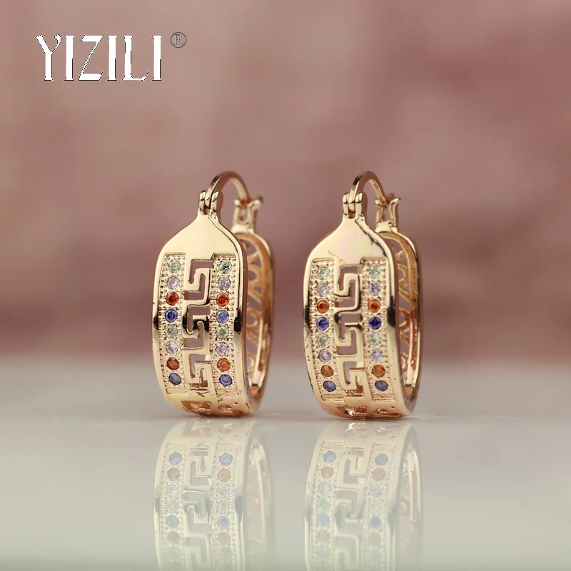rose plated-c YIZILI микро-воск инкрустация 585 розовое золото серьги для женщин, натуральный циркон серьги Висячие Свадебная вечеринка, хорошее ювелирное изделие, A061 - Окраска металла: rose plated-c