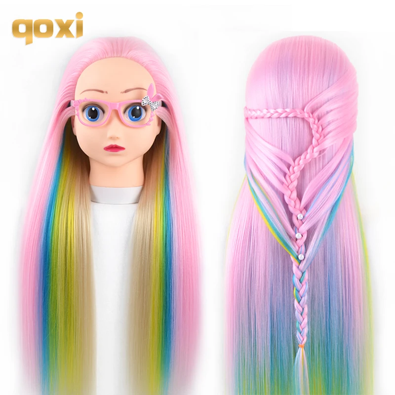 

Qoxi Professional cartoon training heads with long thick hairs practice Hairdressing mannequin dolls Styling maniqui for sale