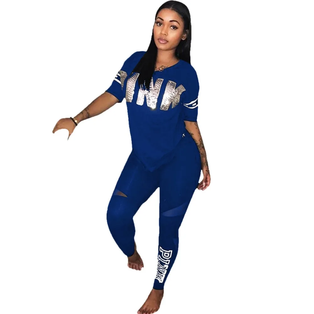 

Letter Tracksuit Women 2 Two Piece Set Top and Pants Suits Women 2018 Summer Sweatsuits Casual Bodcon 2pcs Outfits clothing set