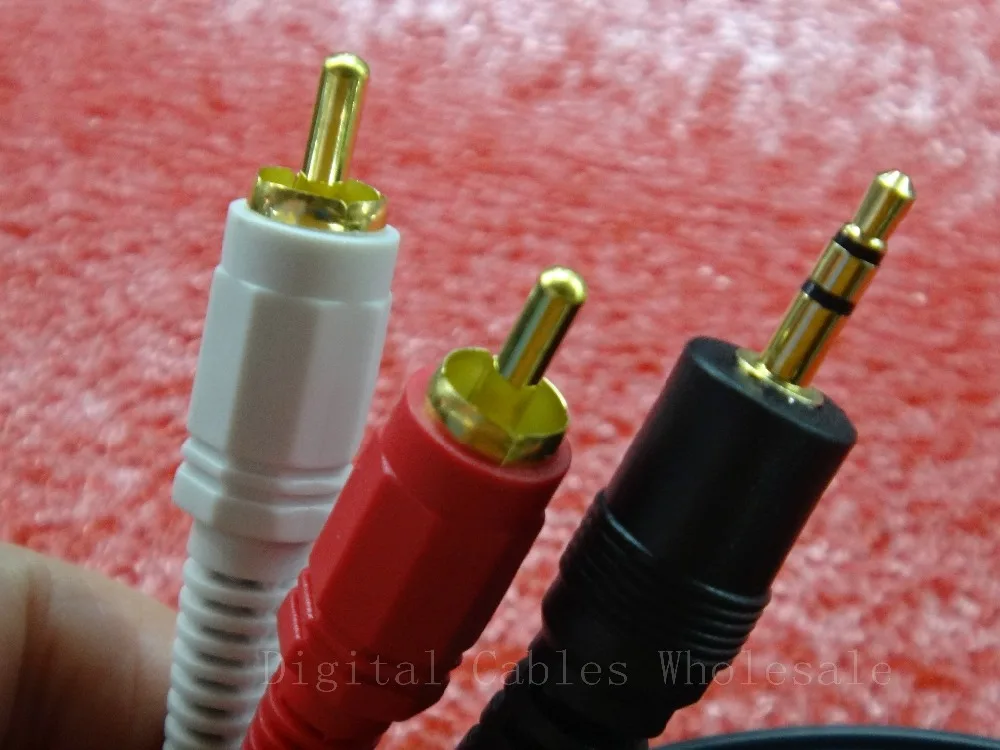 DHL 100 шт./лот 3 5 мм штекер Jack в AV 2 RCA стерео Музыка Аудио Кабель AUX для Mp3 Pod Телефон ТВ