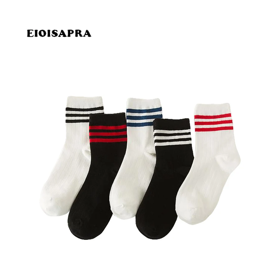 

[EIOISAPRA]5 Pairs Striped Pattern Design Funny Socks Women Harajuku Novelty Socks Colorful Boat Jacquard Calcetines Mujer