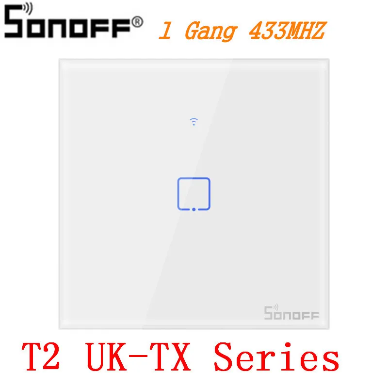 SONOFF T2US EU UK TX Smart Wifi сенсорный настенный выключатель света с рамкой умный дом 1~ 3 банды 433 RF/Voice/APP Управление работает с Alexa - Комплект: T2 UK-TX 1 Gang