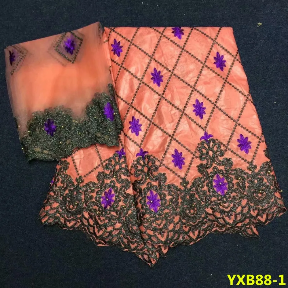 

New sample african Bazin lace fabrics set Bazin Fabric with net lace matching