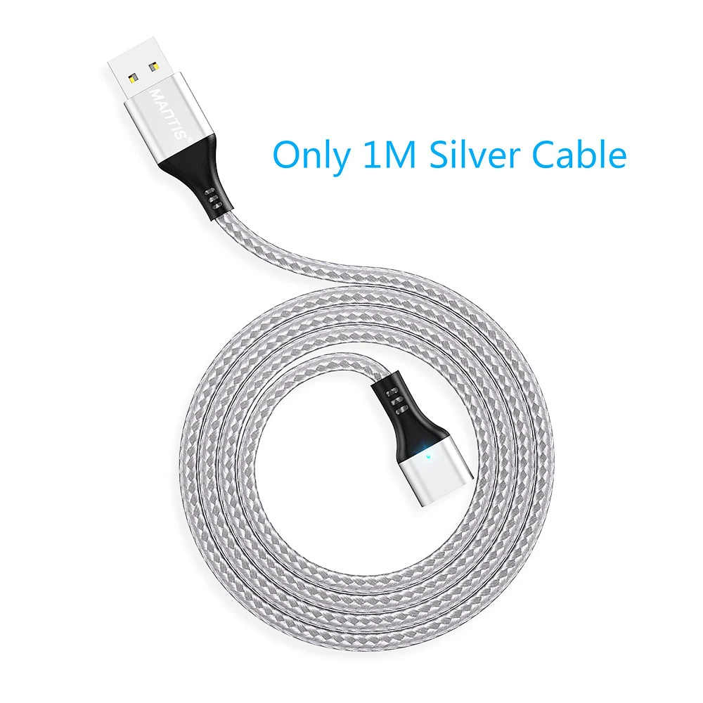 Only Silver Cable Магнитный кабель MANTIS 3A Micro usb type-C для iPhone, samsung, Xiaomi, 3 в 1, кабель для быстрой зарядки и передачи данных для мобильных телефонов - Цвет: Only Silver Cable