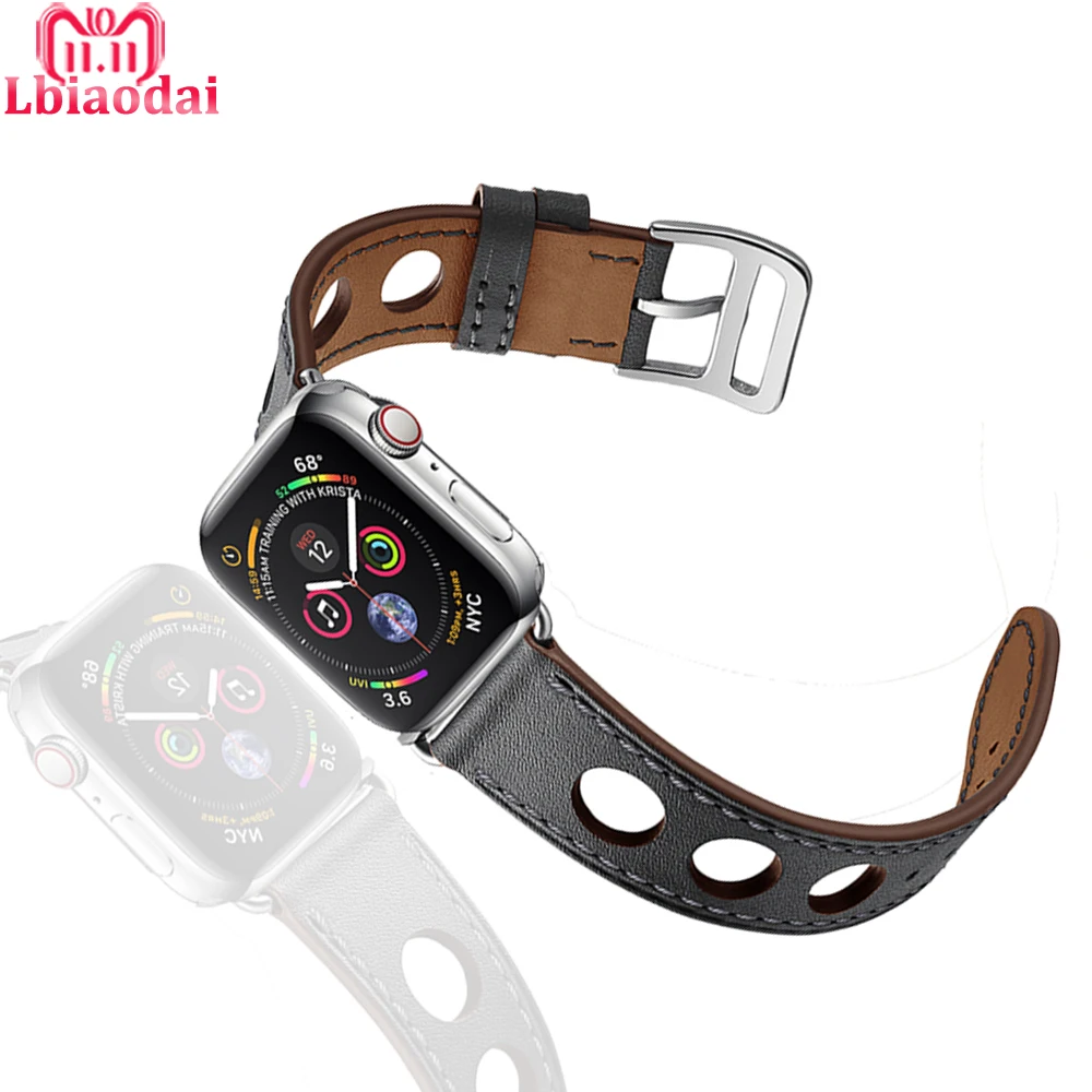 Leather strap For Apple Watch band 4 42mm 38mm 44mm 40mm iwatch series 3 2 1Stainless steel buckle wrist watchband bracelet belt | Наручные
