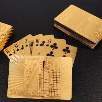 Золотой, из ПВХ игральные карты Золотые пластиковые покерные карты Poker пластиковые o Cartas de Poquer