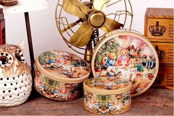 3 шт./компл. Рождественская стильная жестяная коробка для печенья и торта