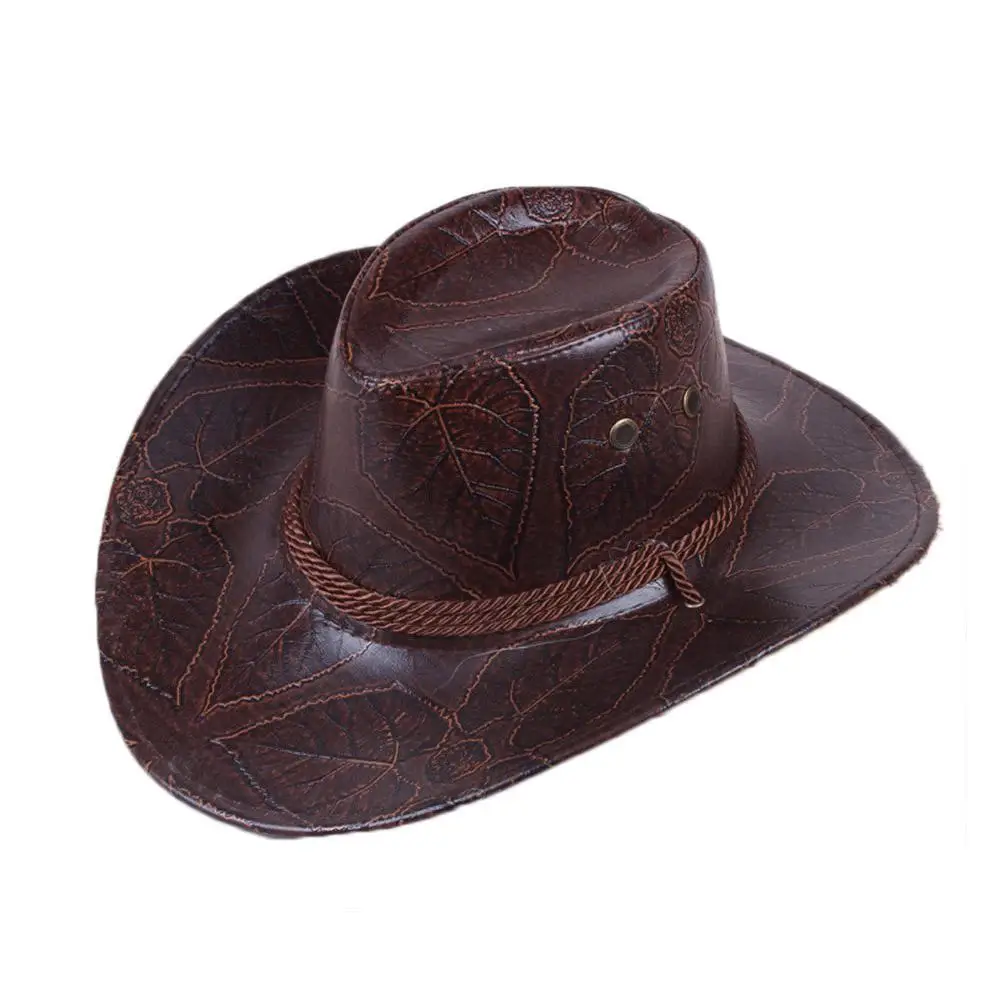 Western Cowboy Hat Leather Printed Faux Suede Three Ropes Along The Visor Men And Women Outdoor Hats Can Be Worn Ln All Seasons |