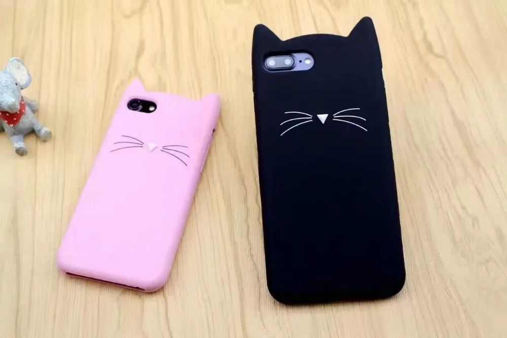 Горячие Моды 3D Мультфильм Животных Кошка Уголок Силиконовые Телефон Дела Для iPhone