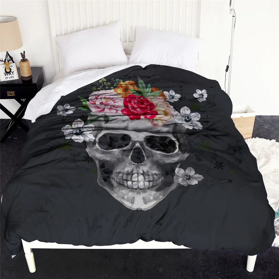 Постельное белье Outlet Sugar Skull пододеяльник белый и черный цветочный 1 шт. цветы