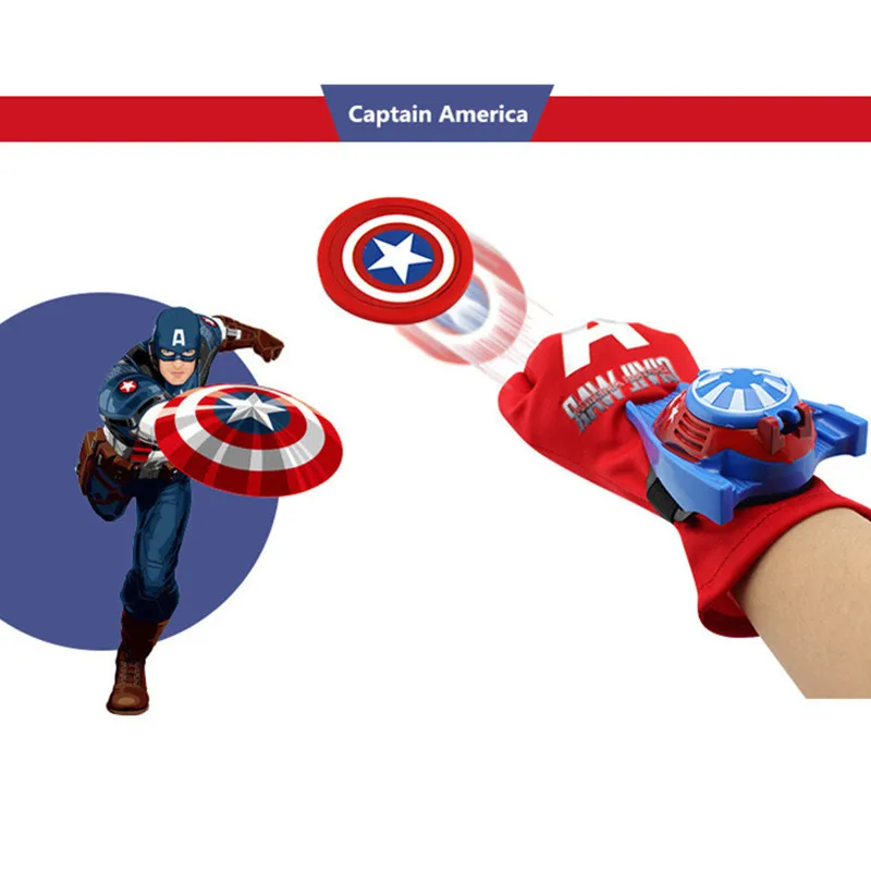 Captain America Человек паук перчатки с метательной установкой косплэй костюм реквизит супергерой Бэтмен Железный человек Прихватки для мангала Хэллоуин подарок на день рождения ребёнка - Цвет: Captain America