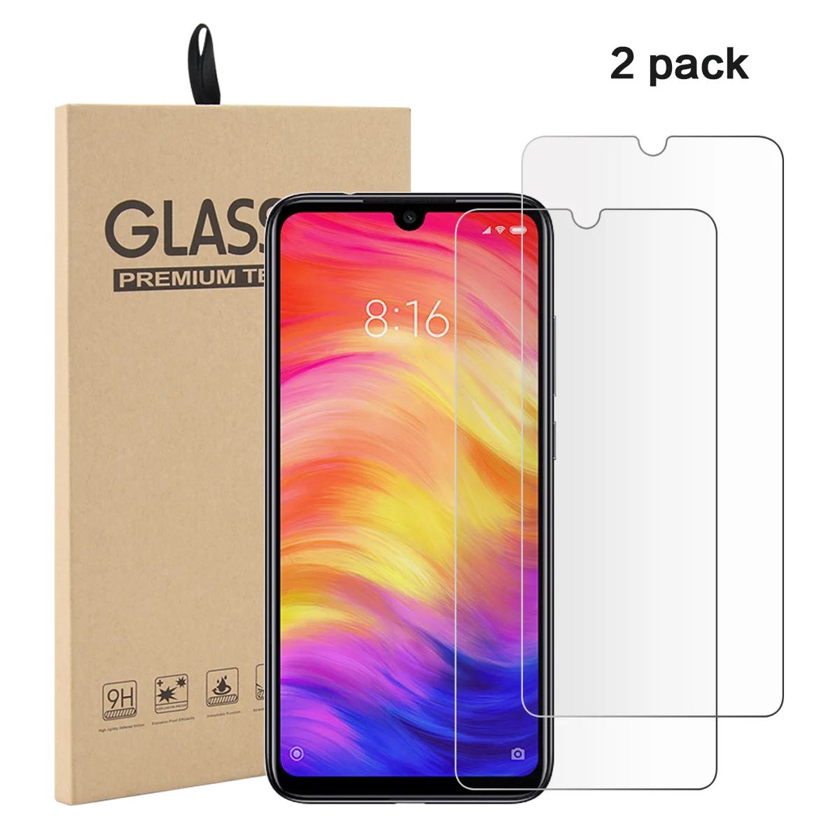 2 Упак. 9H закаленное стекло для Xiaomi Redmi Note 7 защитная пленка против царапин Защита