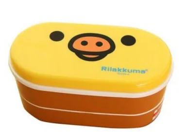 2 слоя мультфильм Rilakkuma Ланчбокс Bento контейнер для еды японский стиль пластмассовая коробка для завтрака