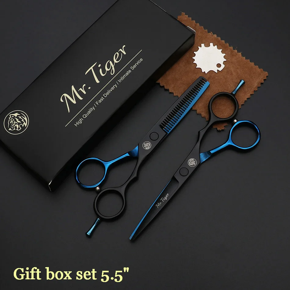 gift box set Острое лезвие, профессиональные ножницы для стрижки волос, парикмахерские ножницы Makas, парикмахерские ножницы, черные с бритвой - Цвет: gift box set