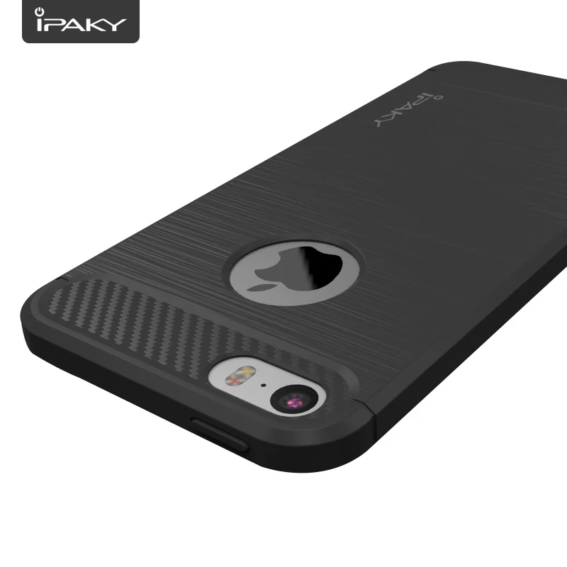 IPAKY Original iPhone 5s Case, Silicone Brushed Carbon Fiber TPU Flexible Back Cover for iPhone SE/5/5S image 5