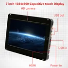 Бесплатный драйвер, 7-дюймовый дисплей 1024*600, сенсорный экран с камерой 720P для Raspberry PiПК с WindowsBeagleBone, черный, Plug and Play