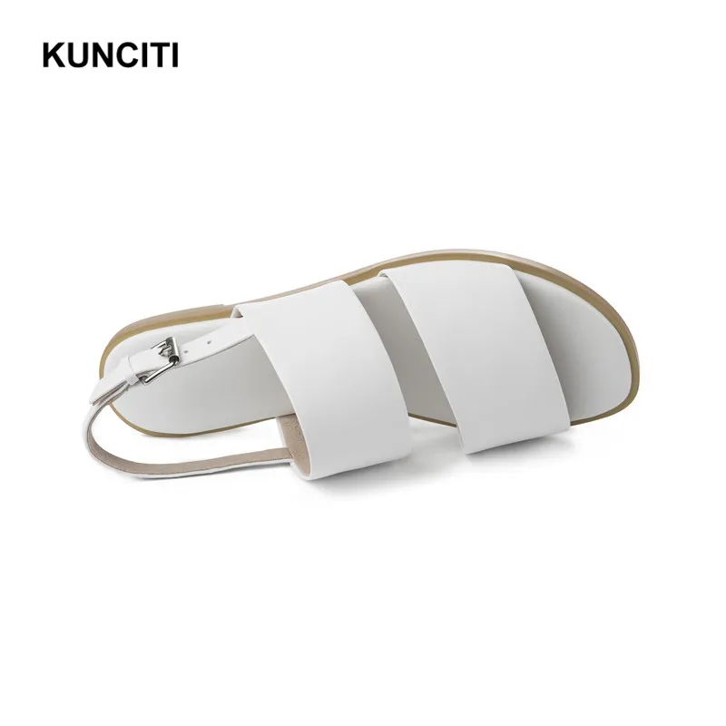 KUNCITI/женские сандалии-гладиаторы, богемный стиль из натуральной кожи, женские туфли на плоской подошве в стиле панк, большие размеры 34-43, модные сандалии, X9104
