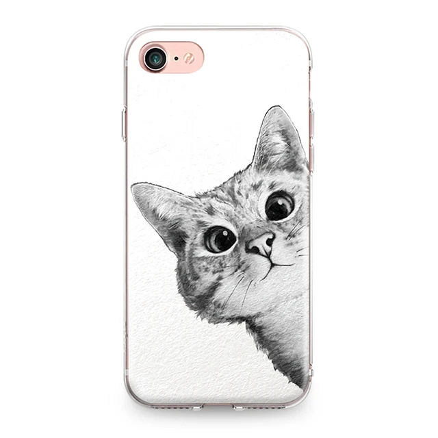 Силиконовый чехол-Бампер для Iphone 4, 4S, 5, 5S, SE, 6, 6 S, 7, 8 Plus, X, XR, XS Max, мягкий чехол-бампер из ТПУ с рисунком кота, котенка, пары