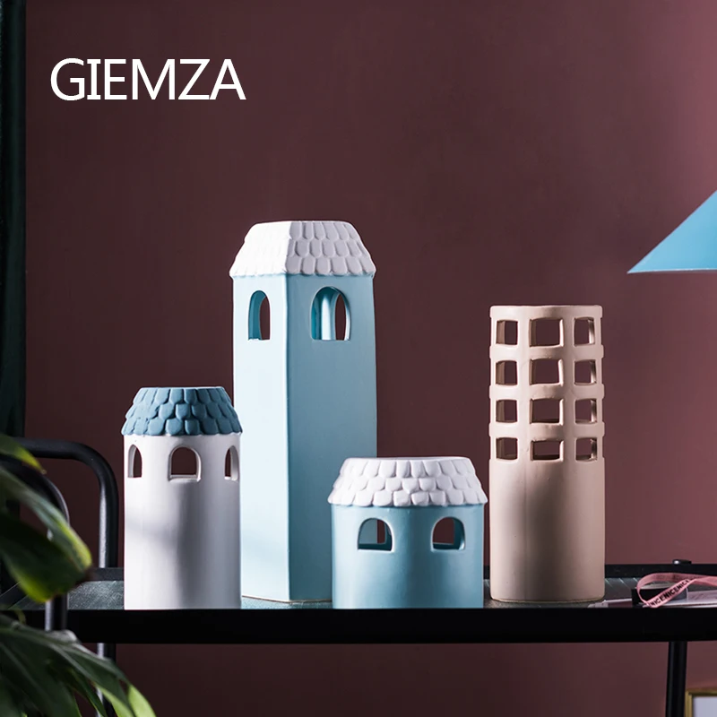 GIEMZA One Tower ваза Средиземноморский Маяк сине-белые вазы башни керамика Китай маленький или средний пол свадьба