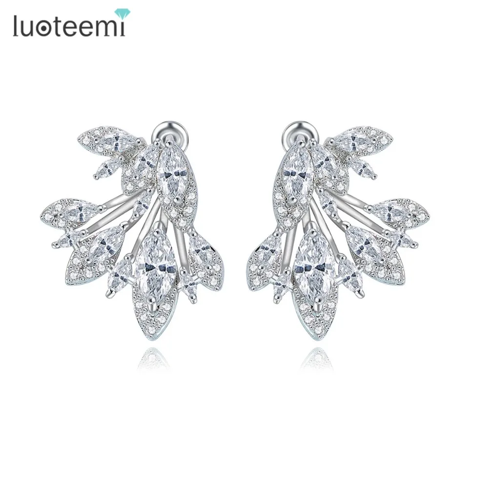 

Luoteemi брендовые Свадебные Pendientes Mujer Teardrop Циркон Кристалл двойной боковой Серьги-гвоздики Модные украшения для Для женщин brincos