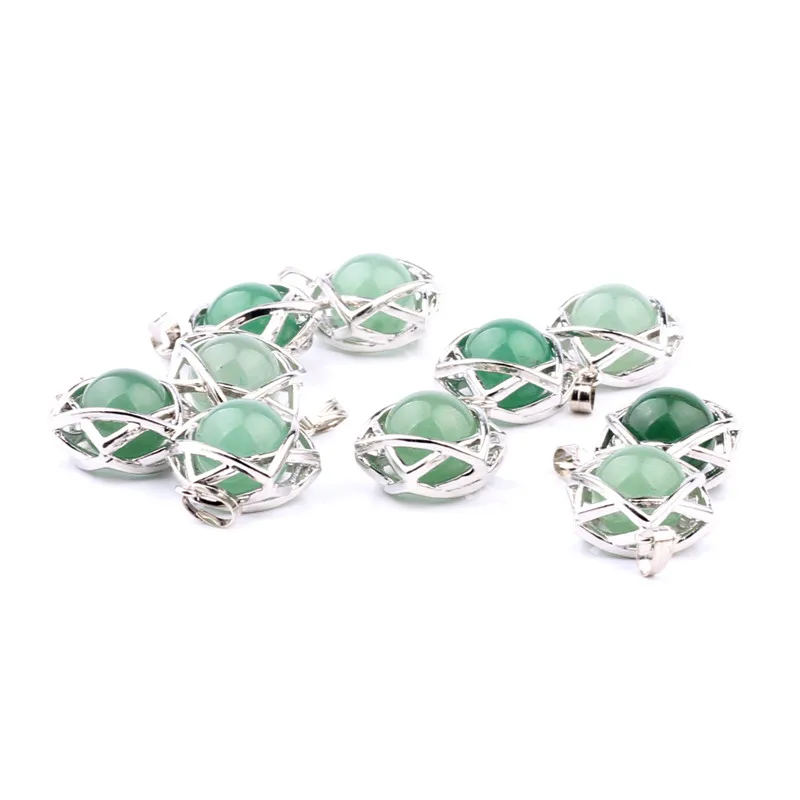 Green Aventurine 10 шт. натуральный камень шестиконечная звезда кулон полый умный Аметист шаровой Маятник Фиолетовый целительная Рейки Чакра Декор кристалл - Окраска металла: Green Aventurine