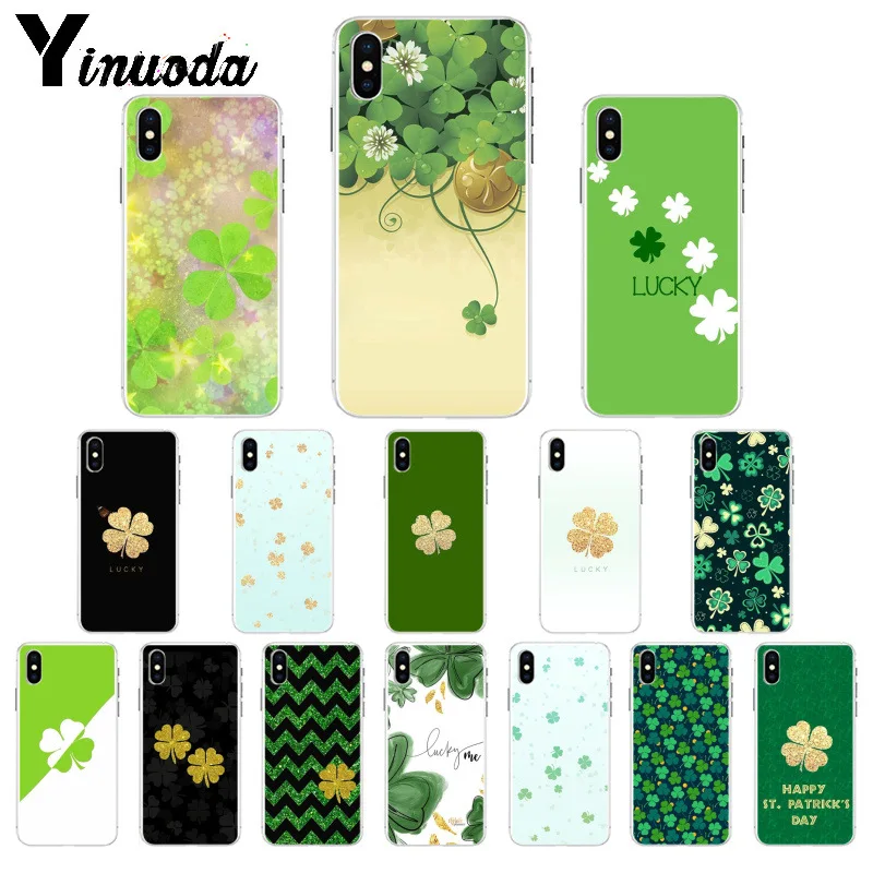 Yinuoda золотой блестящий клевер ТПУ мягкий силиконовый чехол для телефона Apple iPhone 8 7