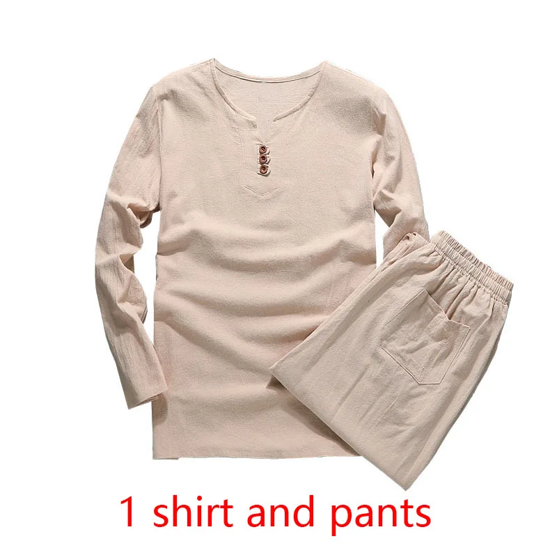 Khaki(with pants) MFERLIER Демисезонный рубашка мужская 5XL 6XL 7XL 8XL 9XL 10XL Большие размеры Хлопок Лен Длинные рукава бюст 155 см Большие размеры мужские рубашки - Цвет: Khaki(with pants)