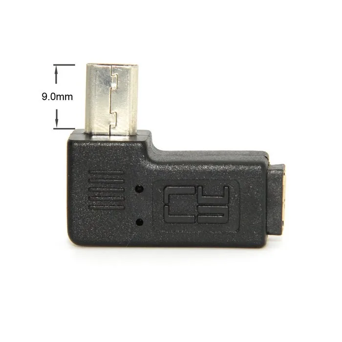 Длинный разъем 9 мм 90 градусов левый и правый угол Micro USB 5 контактный папа мини