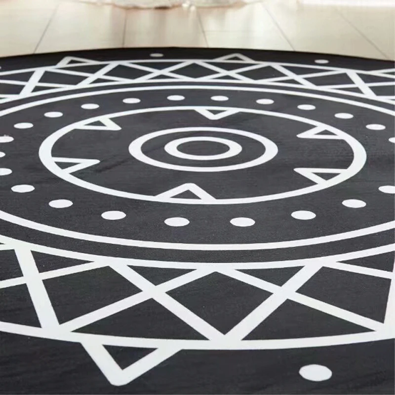 Multi Size Black and White Round Rug Geometric figure Carpets Washable Non-slip Foot Mat Living Room Bedroom Coffee Table | Дом и сад